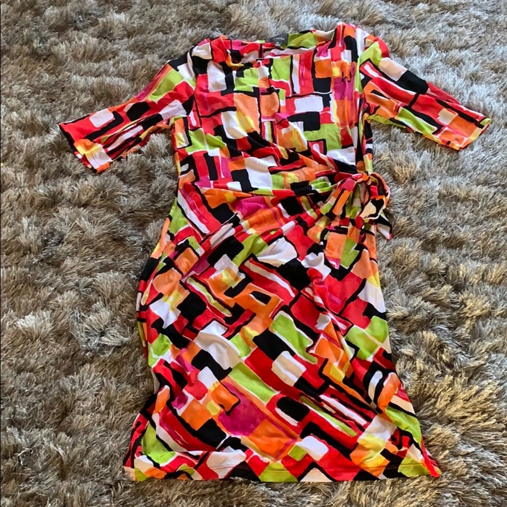 Colorful faux wrap dress